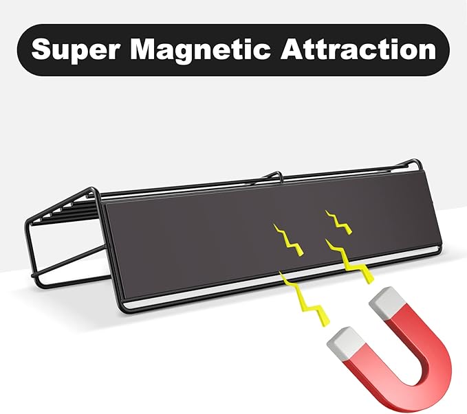 Mystozer 3 Pack Magnetic Spice Rack Organizer,Space Saver for Refrigerator and Whiteboard, Metal Fridge Shelf for Kitchen,Laundry Room,Barbecue Grill,Coffee Maker,Microwave Home Organization(Black)