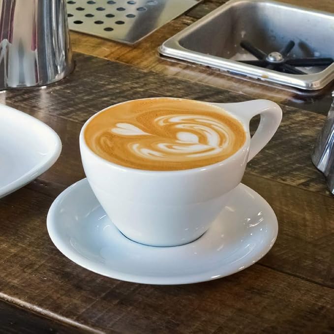 notNeutral Lino Porcelain Cup & Saucer Small Latte 8 oz (White, 8 oz, 2)