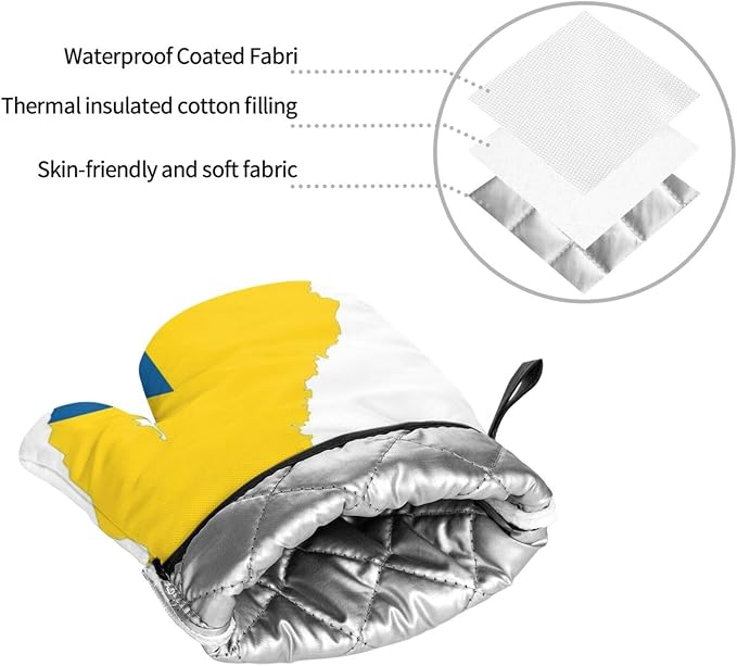 Swedish Flag Map Print Oven Mitts and Pot Holders Set,for Kitchen Baking Cooking,BBQ Outdoor Use