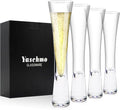Champagne Flutes Set of 4, Hand Blown Crystal Champagne Glasses, Modern Unique Design, Lead-Free Prosecco Glasses, Elegant Toasting Glasses Gift for Wedding, Anniversary, Birthday, Christmas