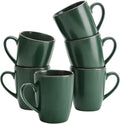 famiware Venus Coffee Mugs for 6, 13 oz Mug Set, Dringking Cup with Handle for Coffee, Tea, Cocoa, Milk, Dark Green