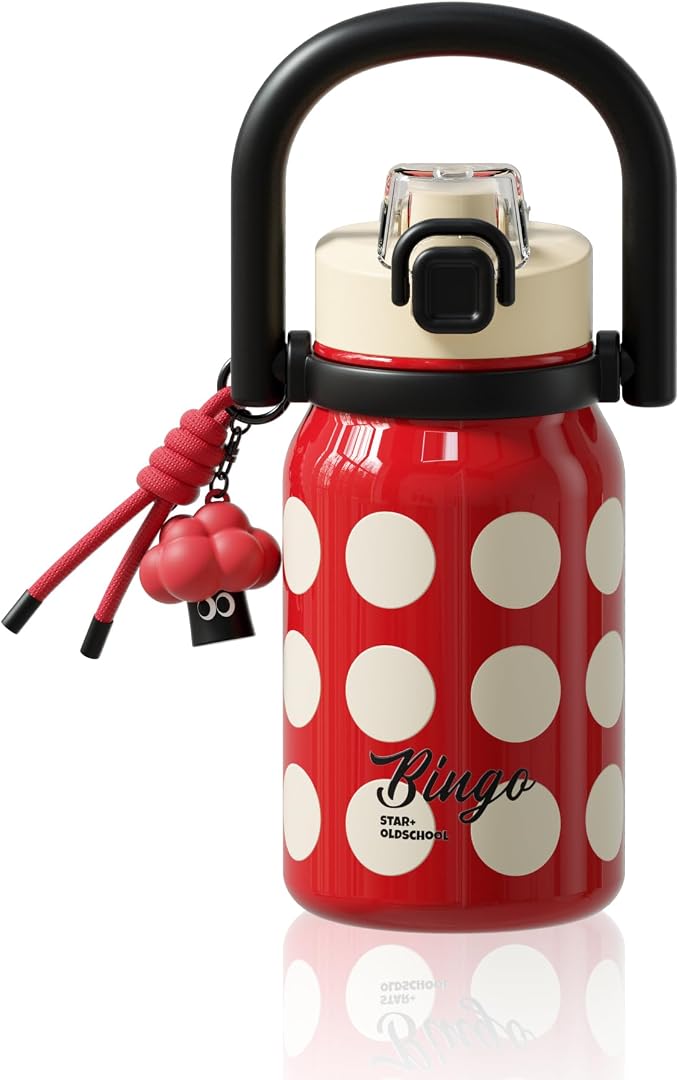 32 oz Insulated Water Bottle for Women with Straw & Handle, 316L Medical Grade Stainless Steel Tumbler, BPA & Lead-Free Rose Red Cup, Leakproof Flask for Yoga, Commute & Aesthetic Gift