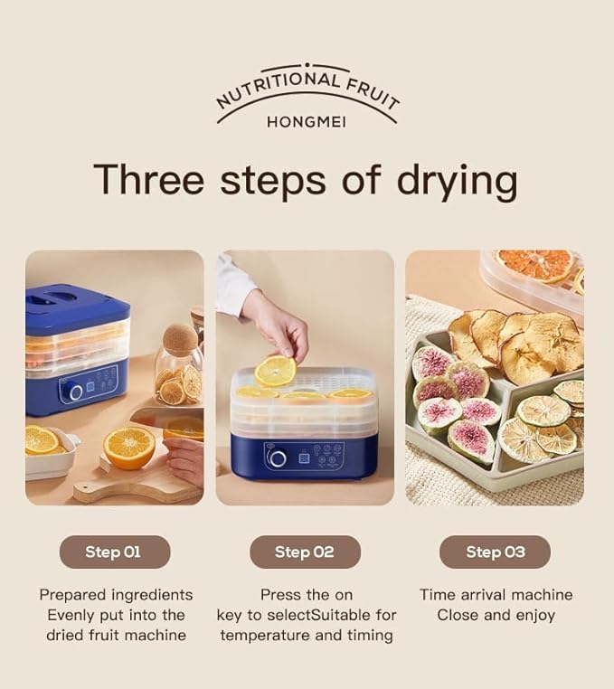 2026 New Food Dehydrator Dryer Machine with 5 Trays for Home, Digital Adjustable Timer & Temperature Control, Ideal for Fruits, Meat, Vegetables, Candy & Snacks (Blue)