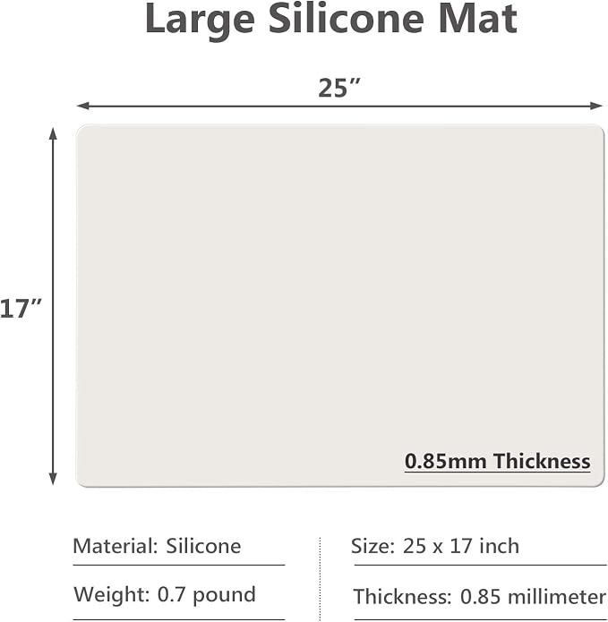 Gartful 25"x 17"x 0.03" Silicone Mats for Kitchen Counter, Large Silicone Countertop Protector, Nonskid Heat Resistant Desk Saver Pad, Multipurpose Mat, Placemat, Beige