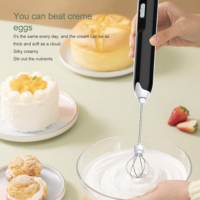 Electric Milk Frother, Handheld Milk Steaming Frother, Rechargeable Egg Beater, Foam Maker for Coffee Cappuccino Latte Matcha Milk