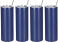 4 Pack 20 Oz Straight Skinny Tumblers,Individually Gift Boxed Stainless Steel Slim Skinny Tumbler Set Bulk, 20 Oz Insulated Slim Thin Travel Tumbler Cup for Diy, Navy