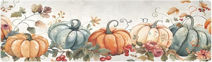 Thanksgiving Pumpkins Trivet Table Runner 40 Inches Long Fall Autumn Leaves Trivet for Hot Pots and Pans/Hot Dishes,Table Protector Heat Up to 230F, Decorative Hot Plates Mat for Kitchen Countertop