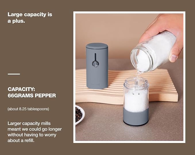 Stainless Steel Electric Salt and Pepper Grinder Set (Wedgwood Blue) - 2 Pack Rechargeable Mills with LED Light, 6 Adjustable Grind Modes & Rustproof Design - Premium Kitchen Tool with USB-C Charging