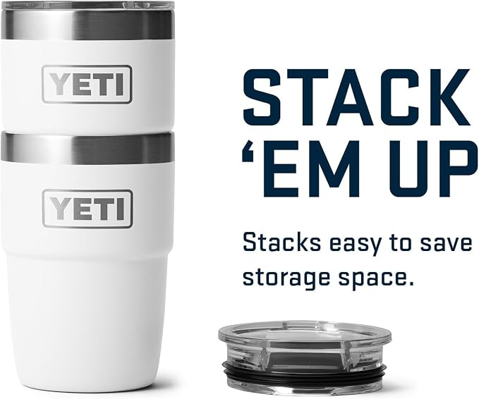 YETI Rambler 8 oz Insulated Coffee Mug with Lid - Stackable Double-Wall Vacuum Insulated Coffee Cup - DuraSip Ceramic Lining - Barista-Friendly Design - Stainless Steel - Dishwasher Safe