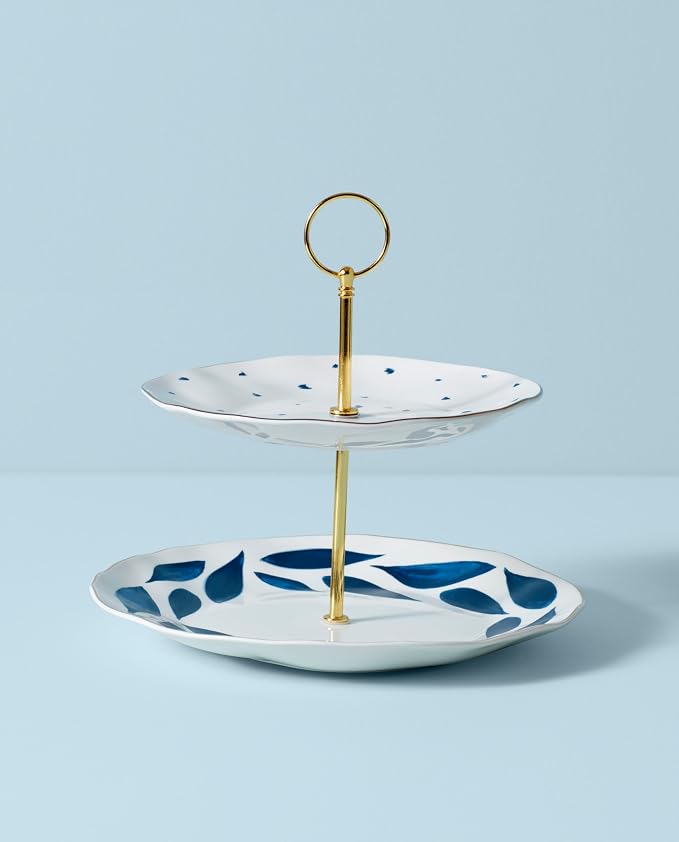 Lenox Blue Bay 2-Tiered Server, 3.05 LB