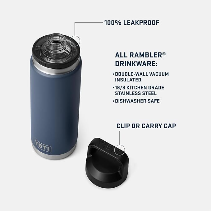 YETI Rambler 26 oz Bottle, Leakproof, Vacuum Insulated, Stainless Steel with Chug Cap, Mist/Pink/Grasshopper