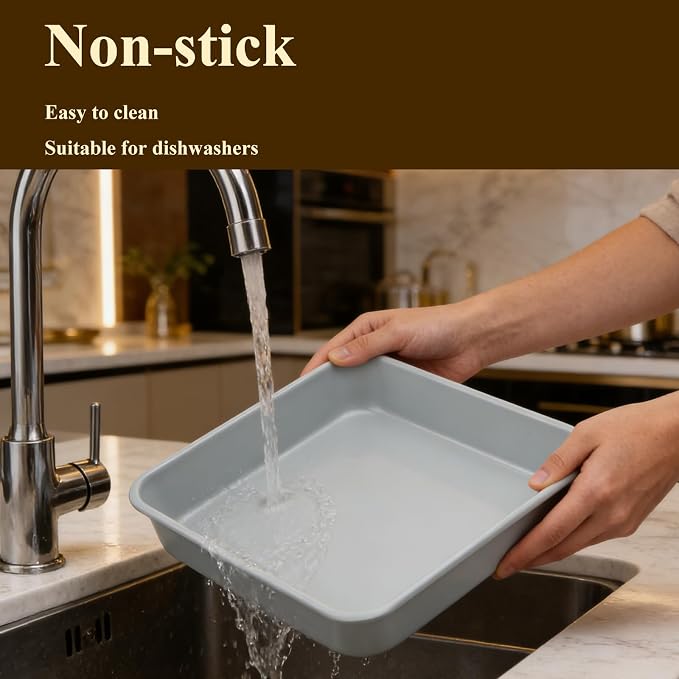 Non-Stick Square Cake Pan Ceramic Square Baking Pan 9x9 | Non-Toxic Inorganic Ceramic Coating, Warp-resistant, Ideal for Sourdough, Meatloaf, and Brownies Housewarming Gift
