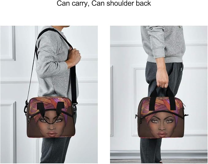 African American Woman Lunch Bag Lunch Bag for Girls Boys Women Men,Insulated and Water-resistant Thermal Cooler Bag with Adjustable Strap for School Office Picnic