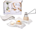 Ceramic Egg Cup, Egg Cups for Soft Boiled Eggs, Soft Boiled Egg Holder 4 + 1 Egg Topper Cutter Boiled Egg Cups Set