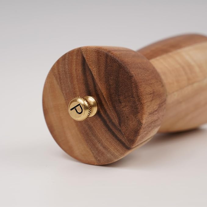 Pepper Grinder, Pepper Mill with Adjustable Stainless Steel, Acacia Wood, 14 cm/5 inch Height, Bottom Dia: 6 cm/2.36 inch (Tray is NOT Included)