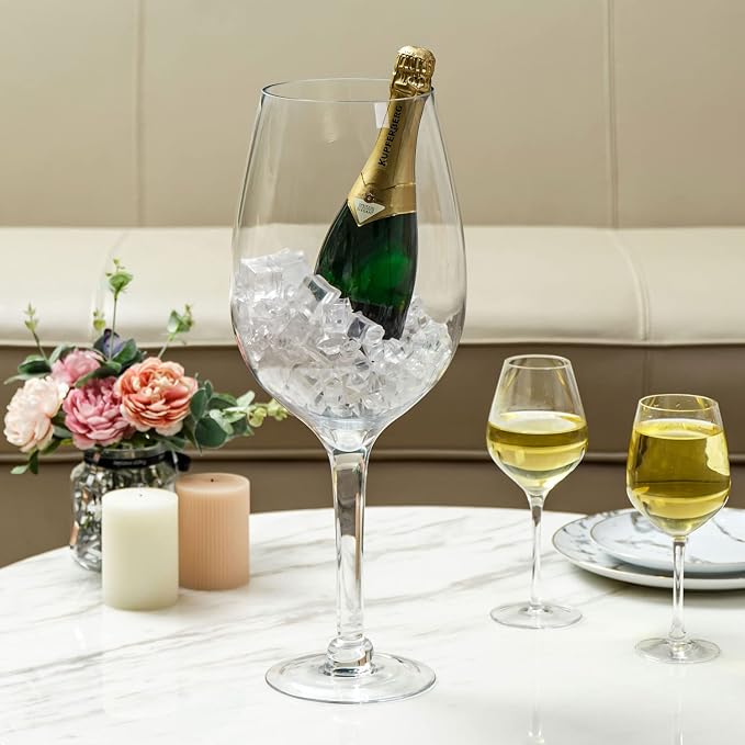 MyGift 20-Inch Giant Clear Decorative Hand Blown Bordeaux Wine Glass Novelty Stemware Magnum Chiller