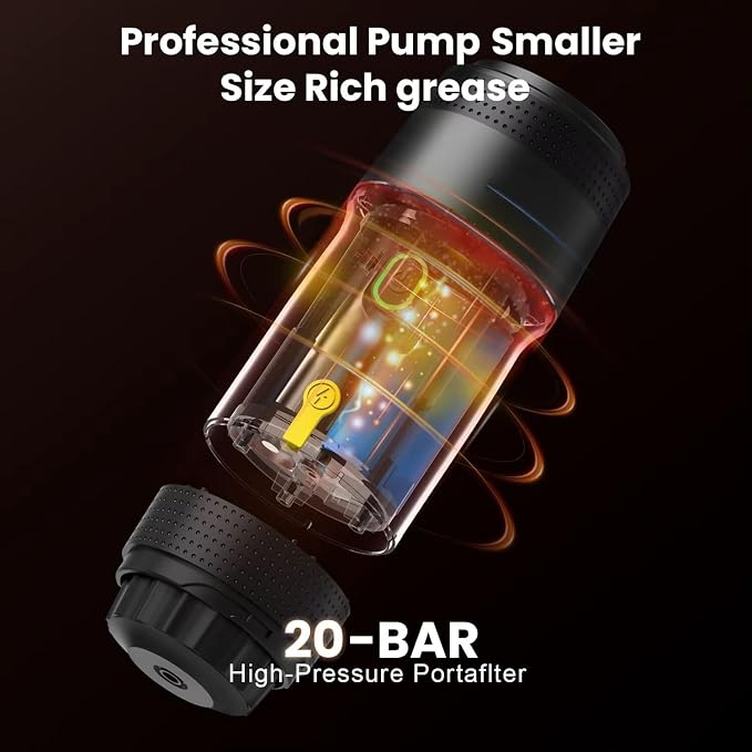 Portable Electric Espresso Machine - Self-Heating Travel Coffee Maker with USB-C, Compatible with Ground Coffee, NES & DG Capsules | Ideal for Camping, Car, Office, & Hiking