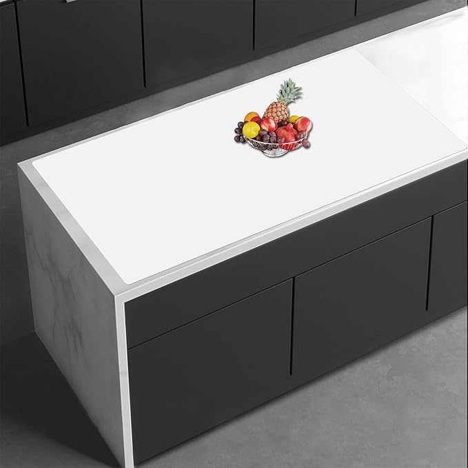 35.4''x23.6''(90cmx60cm) Extra Large Silicone Mat for Kitchen Counter, 1.4MM Thick Non-Slip Heat Resistant Countertop Protector, Waterproof Kitchen Mat for Countertops, Islands (Semitransparent)