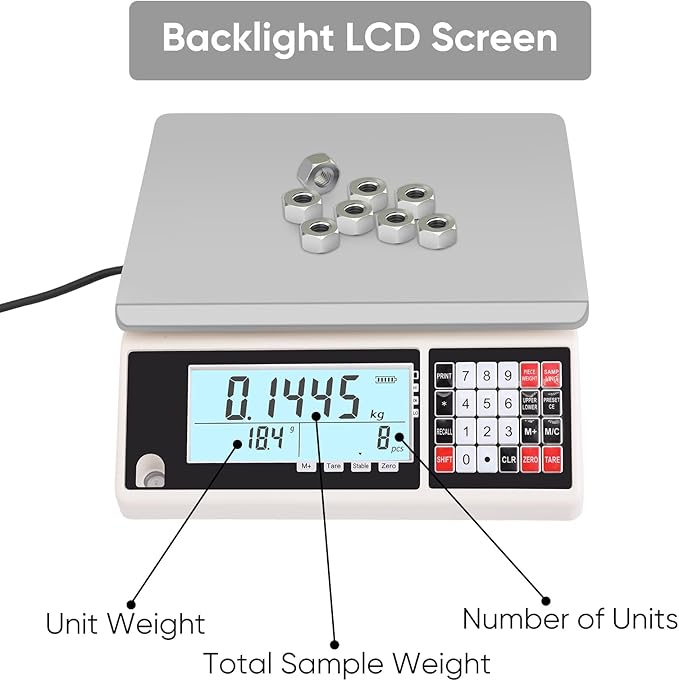 Industrial Counting Scale 30kg/0.5g Precision Electronic Gram Scale for Parts and Coins Piece Counting Scale, Digital Inventory Counting Scale (g/kg/lb)