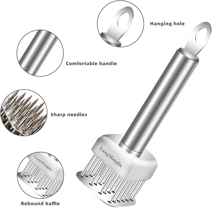Product Image LANGMINGDE 316 Stainless Steel Meat Tenderizer Tool and Garlic Press Rocker