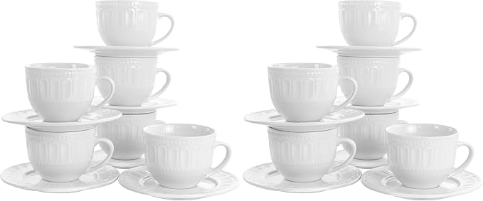 Elama Charlotte 6 Piece Mug Set in White (Pack of 2)