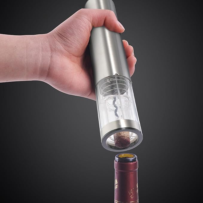DECHOUS Electric Wine Opener Rechargeable Stainless Steel Automatic Corkscrew with Vacuum Stopper Foil Cutter USB Charging Cable for Wine Bottles
