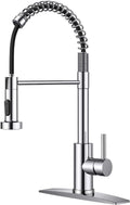 FORIOUS Kitchen Faucet with Pull Down Sprayer, Stainless Steel Commercial Single Handle Classic Spring Pull Out Sink Faucet for Pot Filler, Farmhouse Camper Bar Laundry Room, Chrome