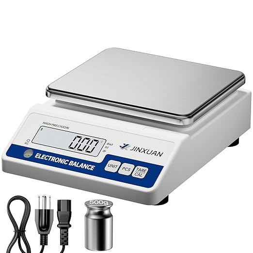 Digital Lab Scale 3000g Gram Scale 0.01g Accuracy Electronic Precision Scale Scientific Analytical Balance Scale Jewelry Scale for Gold Diamond Powder Kitchen, with 500g Weight Backlit LCD