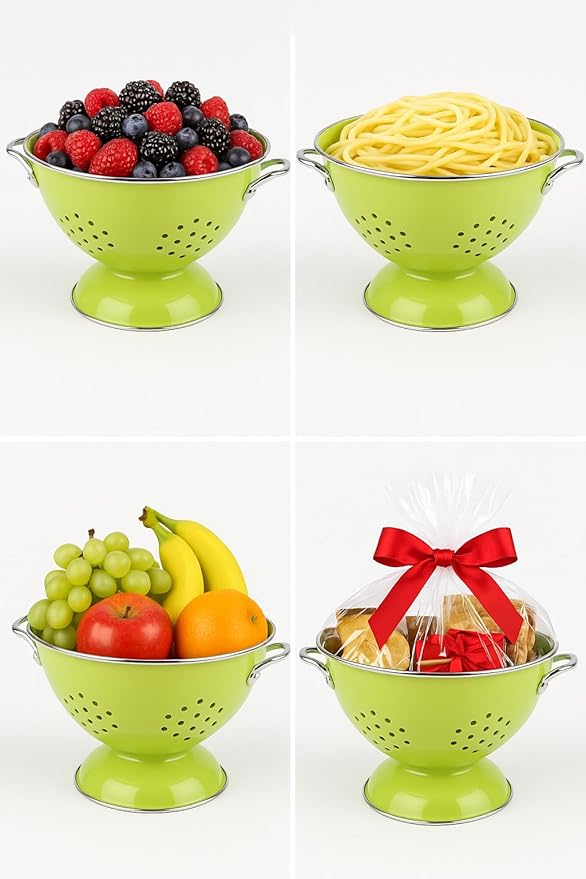 Calypso Basics by Reston Lloyd Powder Coated Enameled Colander, 1.5 Quart, Red