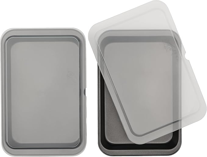GoodCook Set of 2 Nonstick Steel 13" x 9" Cake Baking Pans with Covers,Gray,(Pack of 6)