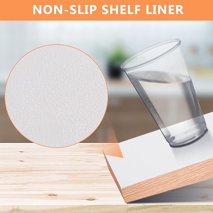 WochiTV Shelf Liner for Cabinets, Drawer Non Adhesive Non Slip Foam Mat for Kitchen, Pantry, Bathroom, Cupboard, Garage, Closet, Shelves, Drawer, Tool Box, White 17.5 x 118 inches
