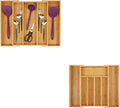Utoplike Bamboo Expandable Kitchen Drawer Organizer and Bamboo Cutlery Tray Silverware,(11.5"-18") W X 15" H X 2.4“D (Small)