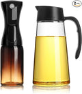 Mistifi Premium Oil Sprayer & Oil Dispenser Set – Elegant Glass Olive Oil Spray Bottle with Drip-Free Pour Spout, Refillable BPA-Free Kitchen Oil Control Set for Air Fryer, Salad, BBQ (Black Set)