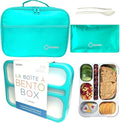 kinsho Lunch Box for Kids Boys Girls - Bento Box Set with Insulated Bag and Ice Pack, 6 Compartment Leak Proof Food Container, BPA-Free, Microwave Safe, Ideal for School & Work, Teal