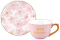 Slant Collections - Ceramic Tea Cup and Saucer Set, 5-Ounce, Let's Par-Tea