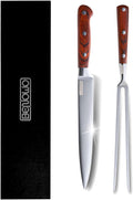 Benowo Carving Knife Set 2-Piece, 8-inch Turkey Carving Knife and Fork Set Stainless Steel Kitchen Knife for Steak, Hibachi Knife and Fork, BBQ Carving Fork with Gift Box – Designed in USA
