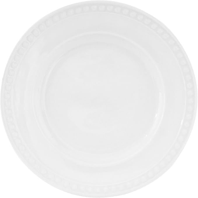 Everyday White by Fitz and Floyd, Beaded 16 Piece Dinnerware Set, Service for 4