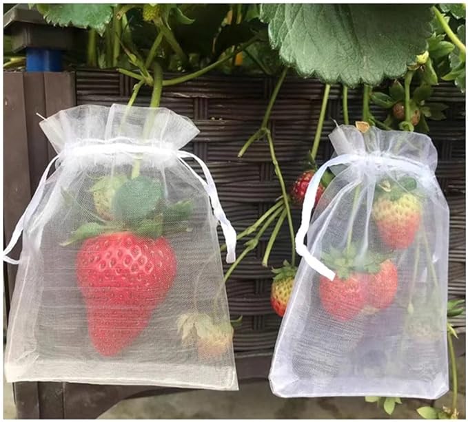 100pcs High-Density Nylon Mesh Bags for Fruits & Vegetables - Waterproof Insect Protection Net - 4(15x20cm)