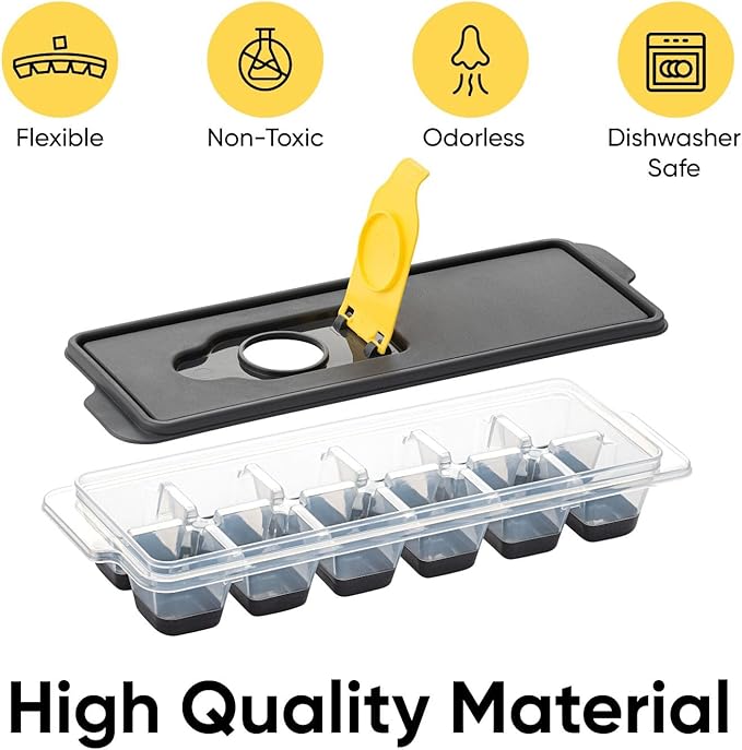 Superio Ice Cube Tray, Silicone Ice Cube Molds with Lid for Freezer, Ice Cubes for Whiskey, Cocktails, Juice (4 Pack)