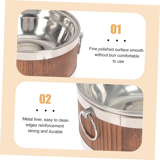 Wooden Rice Bucket with Lid Steamed Rice Holder Food Storage Container for Sushi Tofu More for Home Dining and Meal Prep
