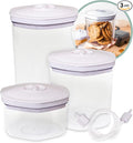 Avid Armor 3 Piece Vacuum Food Container Set for Home Kitchen with Accessory Hose in 2L, 1.4L, and 0.7L Sizes BPA Free