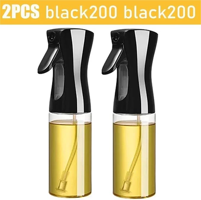 Oil Spray Bottle, 200/300/500 Oil Spray Bottle Household Kitchen Control Barbecue Cooking,for Salad Making, Baking(2pc 200ml black)