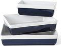 MARTHA STEWART 3-Piece Oven to Table Stoneware Bakeware Set – Baking Dish & Casserole Set – Cobalt Blue – Durable Oven-Safe Bakeware for Baking and Serving