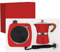 2-in-1 Aluminum Moka Pot Set with Electric Stove Classic Stovetop Espresso Coffee Maker 150ml 5oz Mocha Express Portable Gift Camping Travel Preferred Cafe Italian Cuban Café Brewing 3 Cup