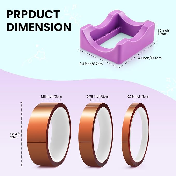 AKEYDIY Cup Cradle Tool Set with 3 Heat Resistant Tapes - Silicone Tumbler Holder, Felt Squeegee for Vinyl, UV DTF, Sublimation (Purple 01)