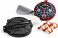 Movaluxe® Tortilla Press 12 Inch Cast Iron MEGA – Corn & Flour Roti Maker Machine Heavy Duty Tortillera Presser. With Parchment Paper, Warmer Pouch, Taco Holders, Rubber Mat & Digital Culinary Guide