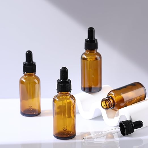 Jinei 240 Pcs 1 Oz/30 ml Dropper Bottles for Essential Oils, Amber Glass Bottles Tincture Bottles with Dropper Small Leak Proof Lab Dropping Bottles for Liquids, Perfumes, Travel Size