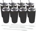 Amtidy 8 Pack 20oz Stainless Steel Tumbler with Lid, Powder Coated Vacuum Insulated Tumbler Cup, With straw and cleaning brushDouble Wall Coffee Tumbler, Powder Coated Travel Mug