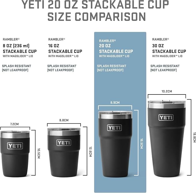 YETI Rambler 20 oz Stackable Tumbler, Stainless Steel, Vacuum Insulated with MagSlider Lid