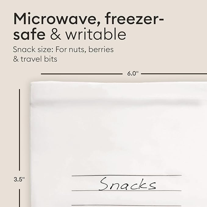 Vove Compostable Snack Bags 50 Ct – PFAS-Free, BPI Certified, Freezer Safe with Airtight Seal for Snacks & School Lunches, Plant-Based